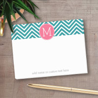 Motif Girl Chevron avec Monogramme - Turquoise ros