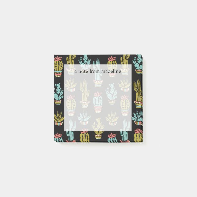 Post-it® Motif grunge foncé de cactus (Devant)