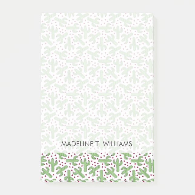 Post-it® Motif illustré de cactus et de fleurs roses (Devant)
