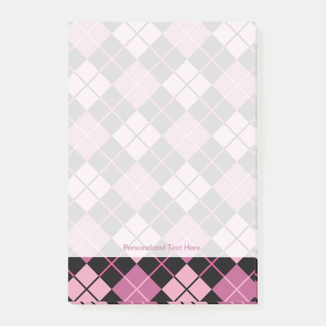 Post-it® Motif Jacquard en noir et rose (Devant)