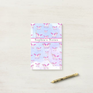 Post-it® Motif licorne rose mignon nom personnalisé
