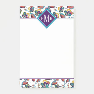 Post-it® Motif lumineux de ketmie du monogramme  