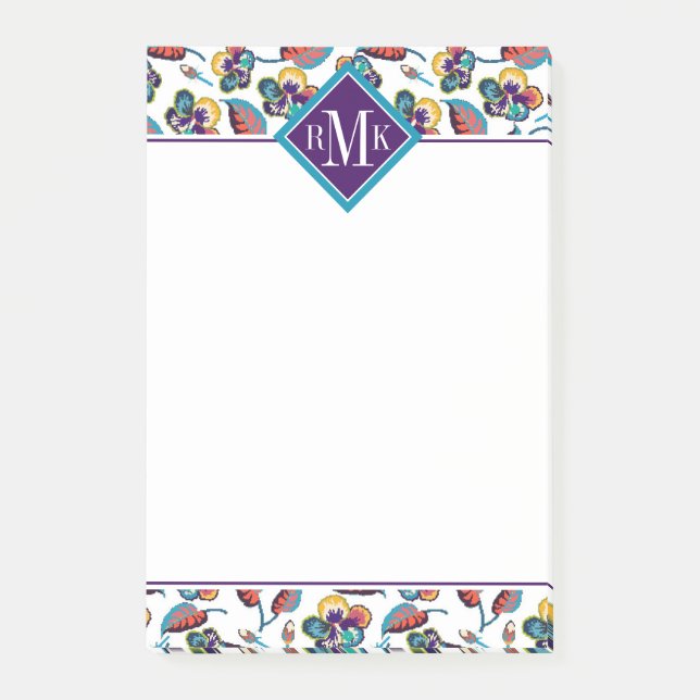 Post-it® Motif lumineux de ketmie du monogramme | (Devant)