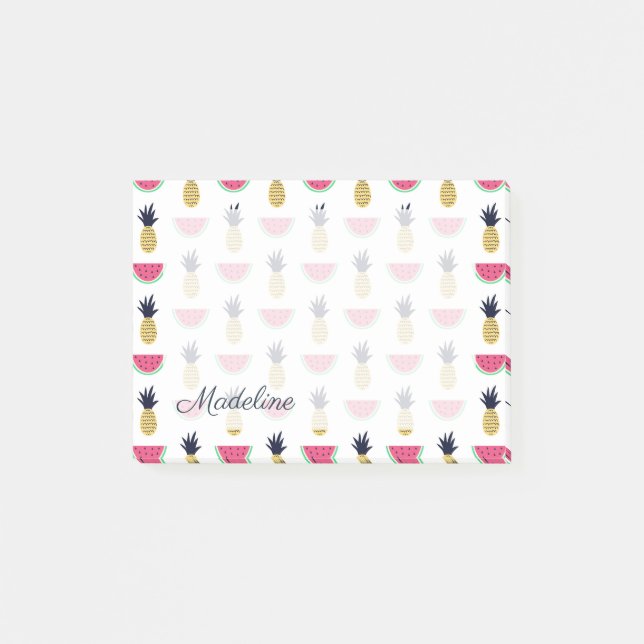 Post-it® Motif mignon de griffonnage d'ananas et de (Devant)