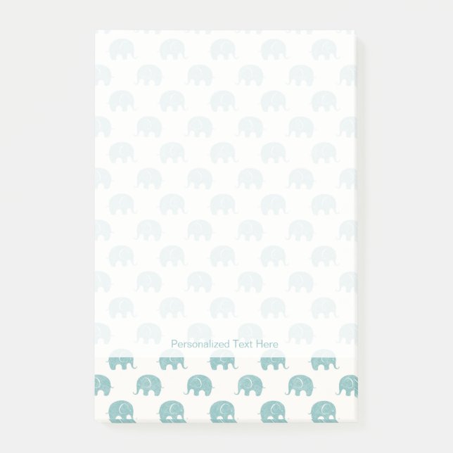 Post-it® Motif mignon turquoise d'éléphant (Devant)