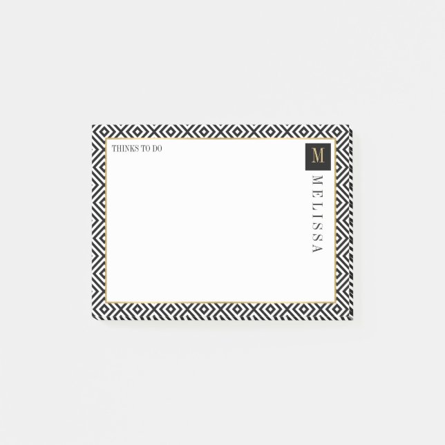 Post-it® Motif moderne géométrique noir et blanc (Devant)