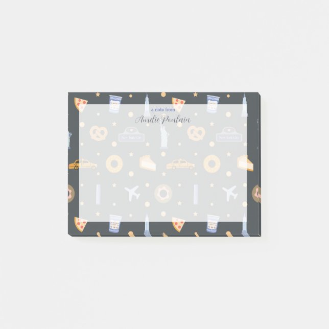 Post-it® Motif moderne NYC Nom gris foncé (Devant)