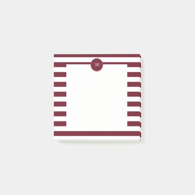 Post-it® Motif Monogram Burgundy et White Stripes (Devant)