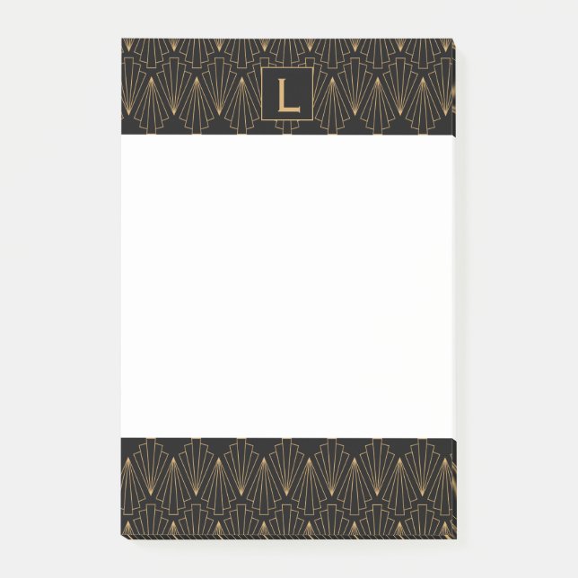 Post-it® Motif Monogram Gold et Black Art Déco (Devant)