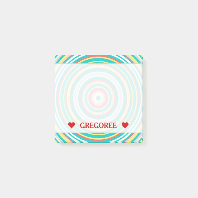 Post-it® Motif multicolore d'anneau/cercle et nom de (Devant)