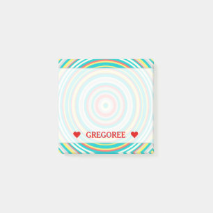 Post-it® Motif multicolore d'anneau/cercle et nom de