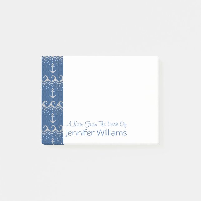 Post-it® Motif Nautical Knit| Ajouter votre nom (Devant)