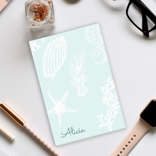 Post-it® Motif nautique bleu aqua nom personnalisé