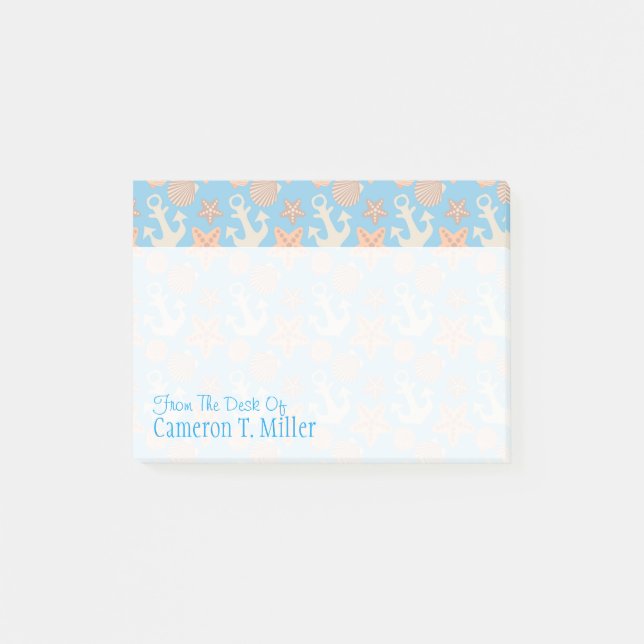 Post-it® Motif nautique Pastel| Ajouter votre nom (Devant)