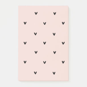Post-it® Motif Pastel Moderne Rose et Coeurs Noirs