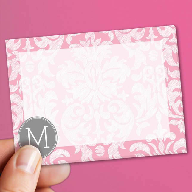 Post-it® Motif Pastel rose et gris Damas Motif personnalisé (Custom Post It Notepad)