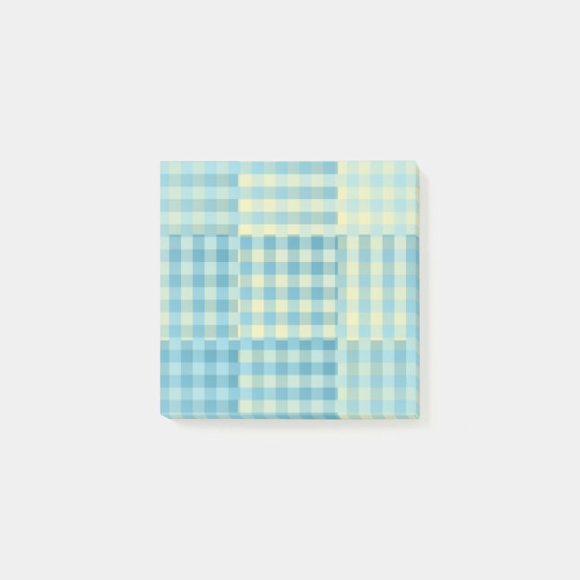 Post-it® Motif patchwork à carreaux jaunes et bleus (Devant)