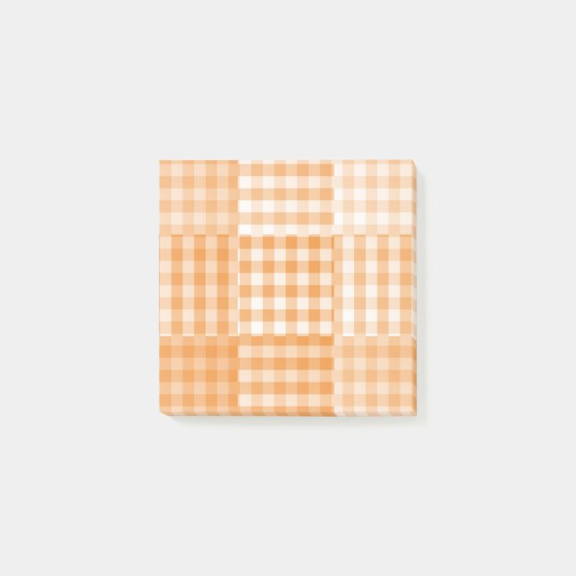 Post-it® Motif patchwork à carreaux orange et blanc (Devant)