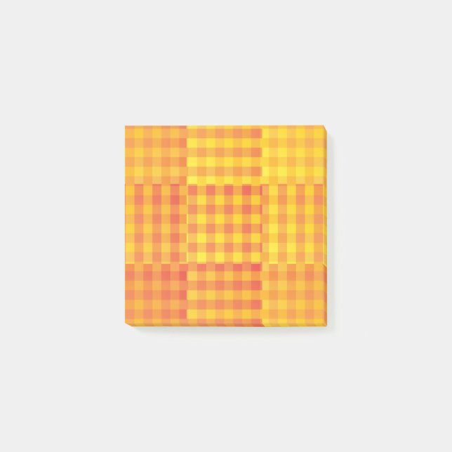 Post-it® Motif patchwork damier jaune orange (Devant)