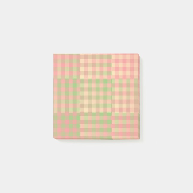 Post-it® Motif Patchwork Damier Jaune Rose Vert (Devant)
