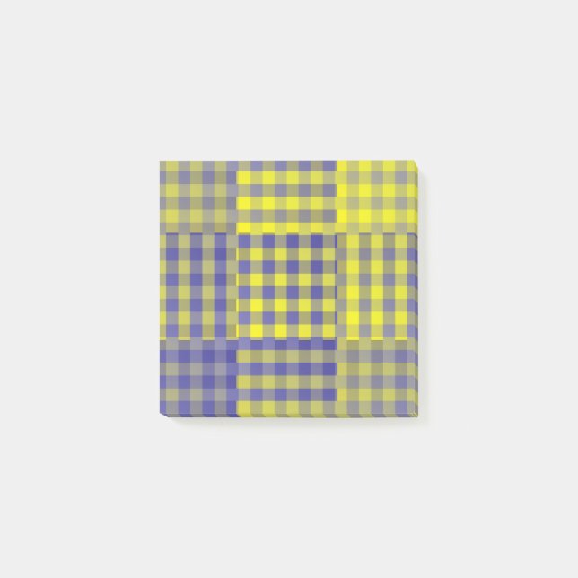 Post-it® Motif patchwork damier jaune violet (Devant)