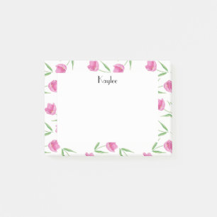 Post-it® Motif personnalisé des tulipes couleur d'eau rose