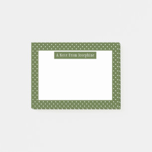 Post-it® Motif Points Blancs Sur Fond Vert Olive Et Texte