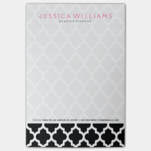 Post-it® Motif Quatrefoil noir et blanc Ikat