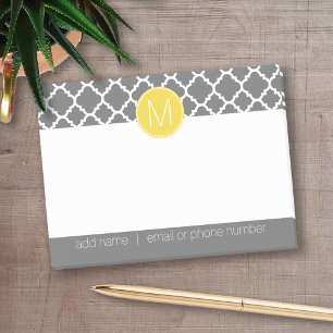 Post-it® Motif Quatrefoil tendance avec adresse et monogram