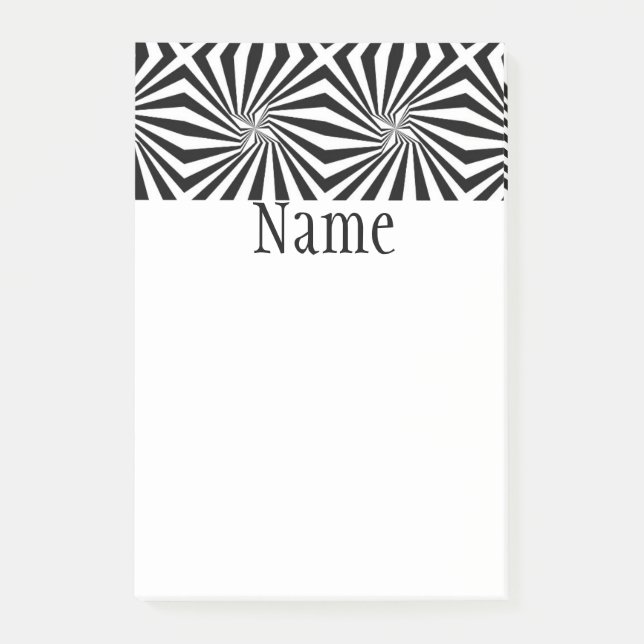 Post-it® Motif rayonnant noir blanc Thunder_Cove r (Devant)