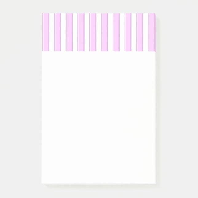 Post-it® Motif Rayures Rose Blanc 4" x 6" Stickies (Devant)
