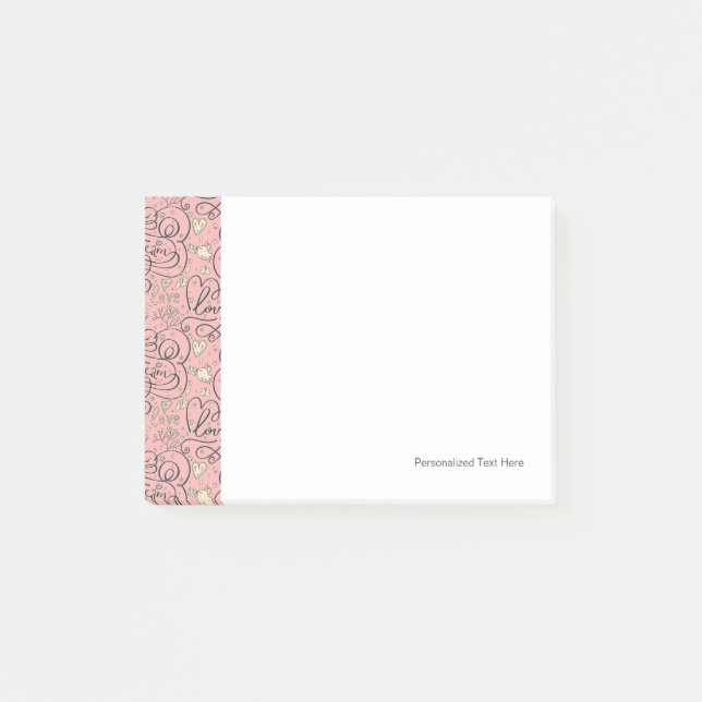 Post-it® Motif romantique aux coeurs et aux oiseaux (Devant)