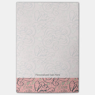 Post-it® Motif romantique avec des coeurs et des oiseaux