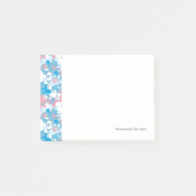 Post-it® Motif rose et bleu de chien de camouflage (Devant)