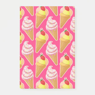 Post-it® Motif rose Kawaii avec crème glacée aux fraises