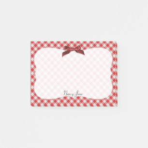 Post-it® Motif rouge et blanc de contrôle de guingan