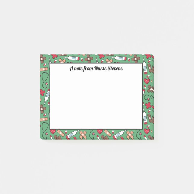 Post-it® Motif rouge vert mignon - Une note de l'infirmière (Devant)
