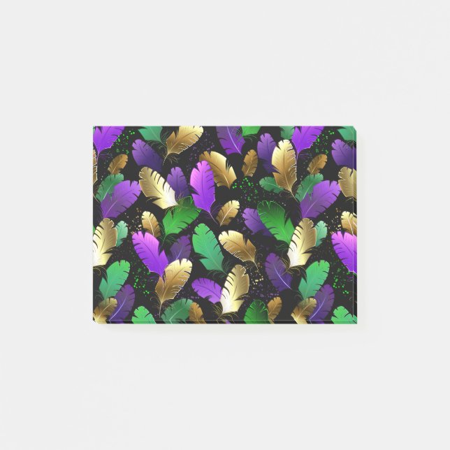 Post-it® Motif sans couture avec des plumes de Mardi Gras (Devant)