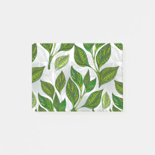 Post-it® Motif sans couture avec Feuilles de thé vert