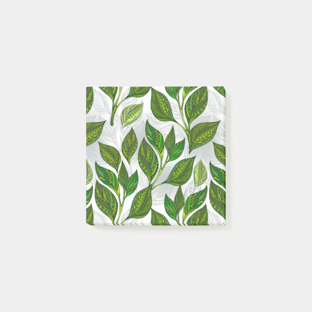 Post-it® Motif sans couture avec Feuilles de thé vert (Devant)