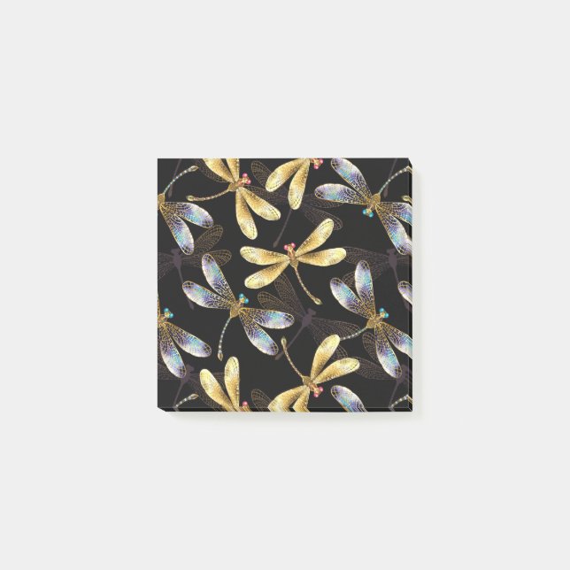 Post-it® Motif sans couture avec libellules d'or (Devant)