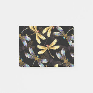 Post-it® Motif sans couture avec libellules d'or