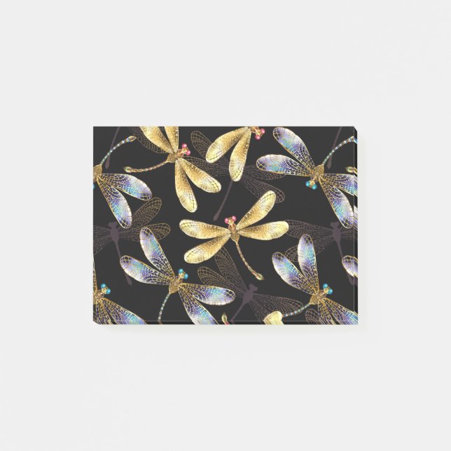 Post-it® Motif sans couture avec libellules d'or (Devant)