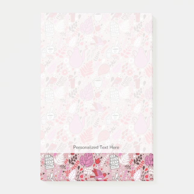 Post-it® motif savoureux avec oiseaux et fleurs (Devant)