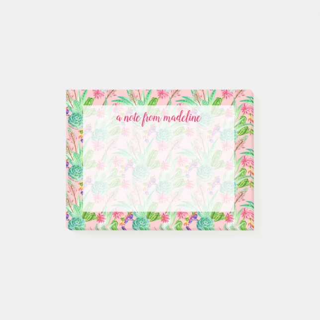 Post-it® Motif se développant de Succulents d'aquarelle (Devant)