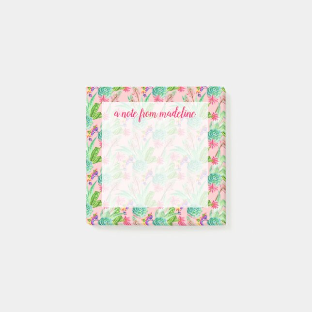 Post-it® Motif se développant de Succulents d'aquarelle (Devant)