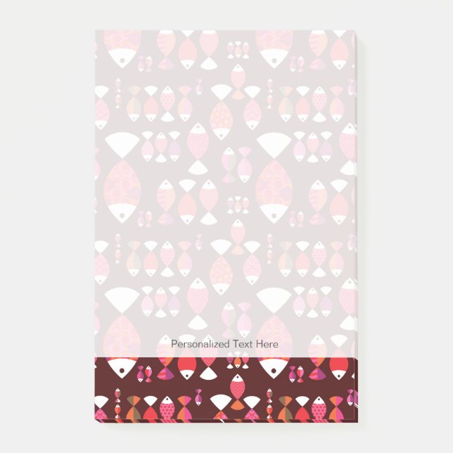 Post-it® Motif sous-marin de rétros poissons abstraits (Devant)