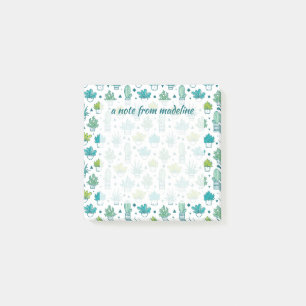 Post-it® Motif succulent d'aquarelle verte et bleue