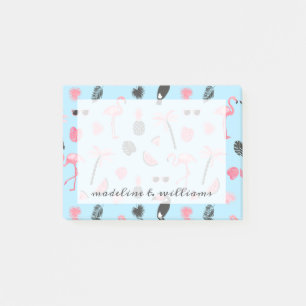 Post-it® Motif tropical d'été rose et bleu