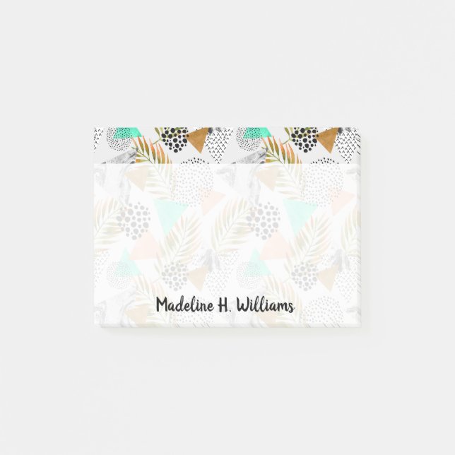 Post-it® Motif tropical géométrique abstrait de feuille (Devant)